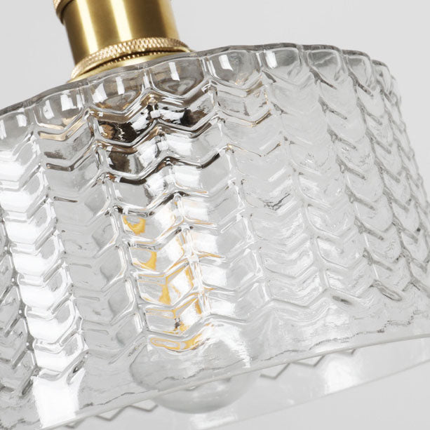 Traditional Japanese Brass Glass Round Jar 1-Light Pendant