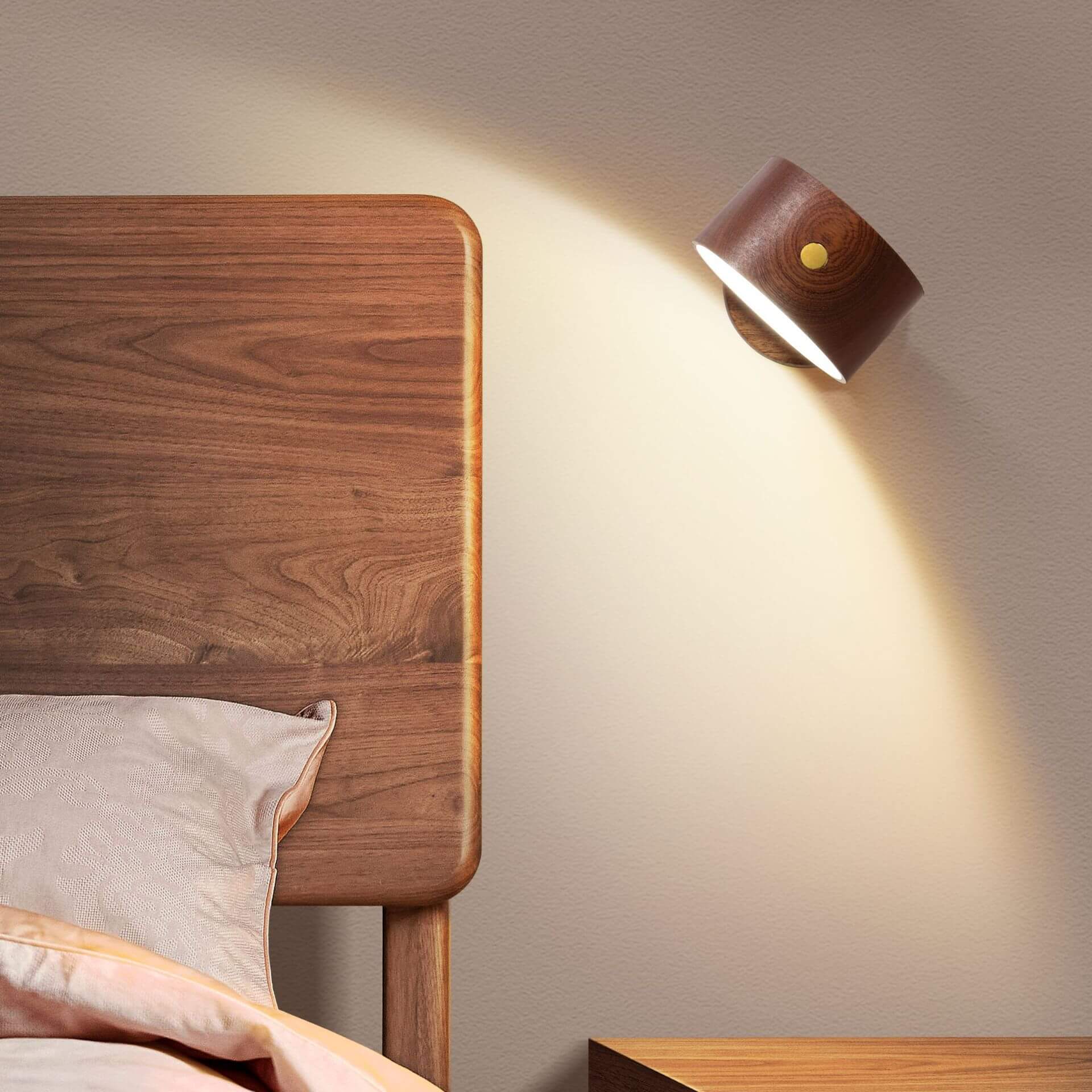 Simple Wooden USB Rechargeable Touch Magnetic LED Night