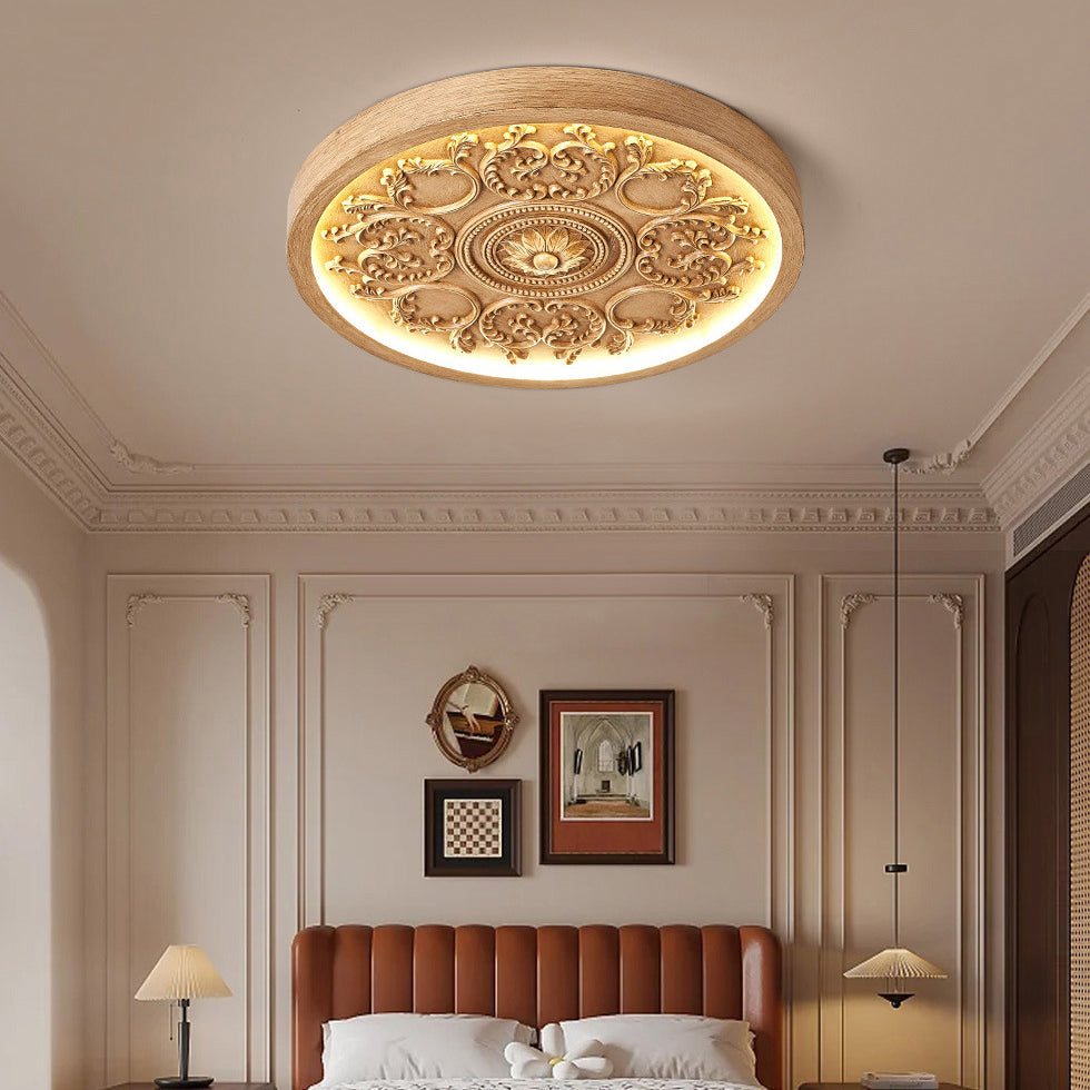 Modern Minimalist Carved Iron Resin Acrylic LED Flush Mount