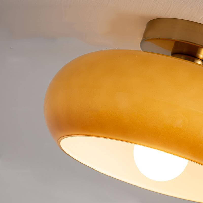 Modern Retro Round Solid Color Glass Electroplated Copper