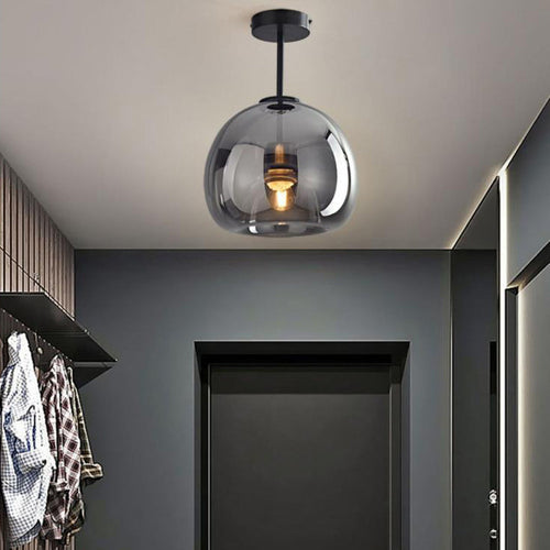 Contemporary Nordic Round Glass Iron Ball 1-Light