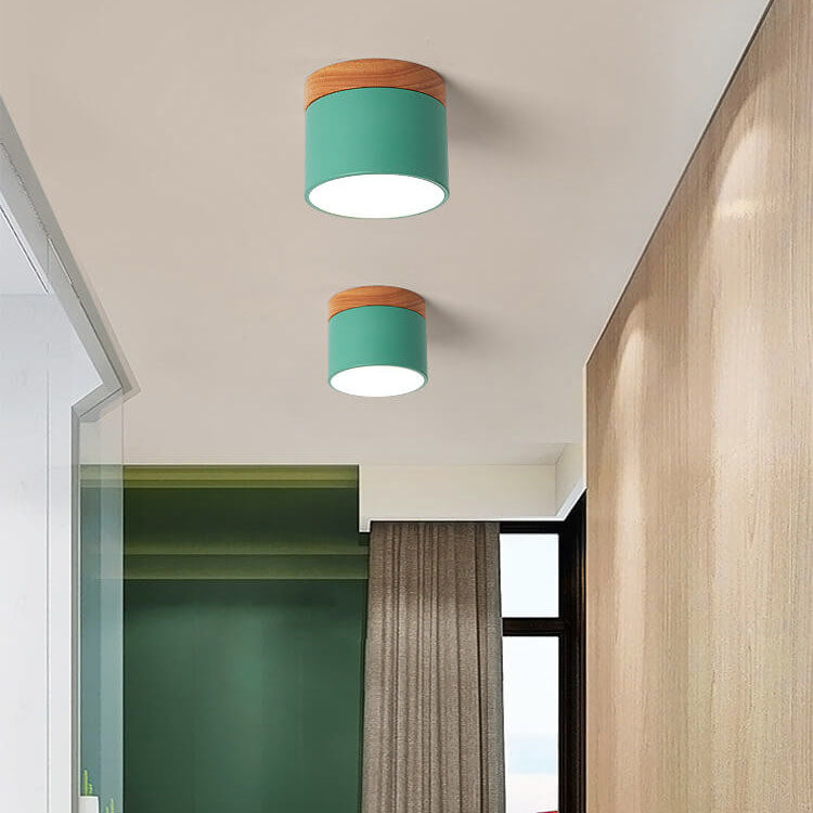 Scandinavian Macaroon Solid Color Log LED Flush Mount