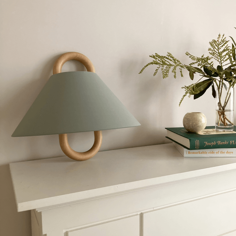 Modern Original Solid Wood Pleated Semi-Circle 1-Light Wall