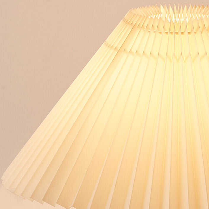 Japanese Minimalist Vintage Pleated Wooden Fabric LED Table