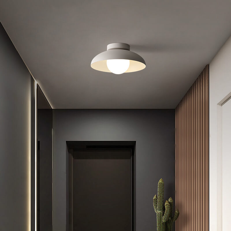 Contemporary Nordic Wabi-sabi Iron Glass 1-Light Semi-Flush
