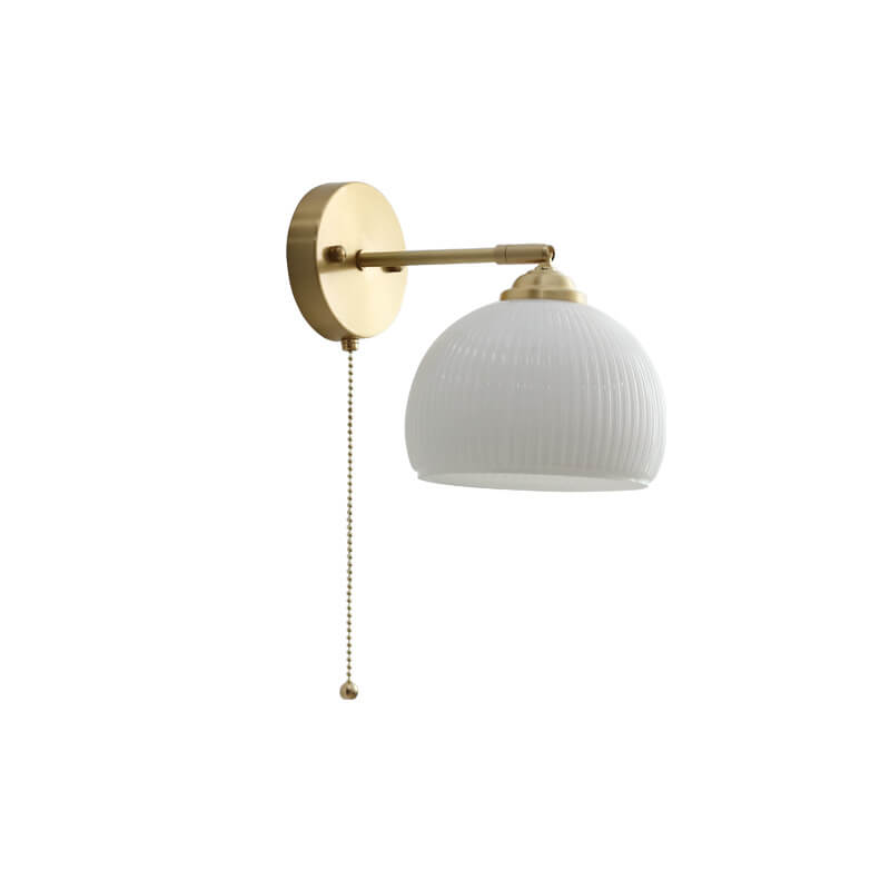 Contemporary Nordic Striped White Glass Brass 1-Light Pull