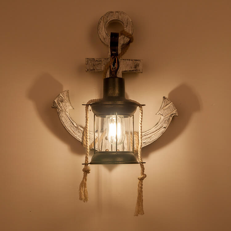 Industrial Vintage Boat Anchor Solid Wooden 1-Light Wall