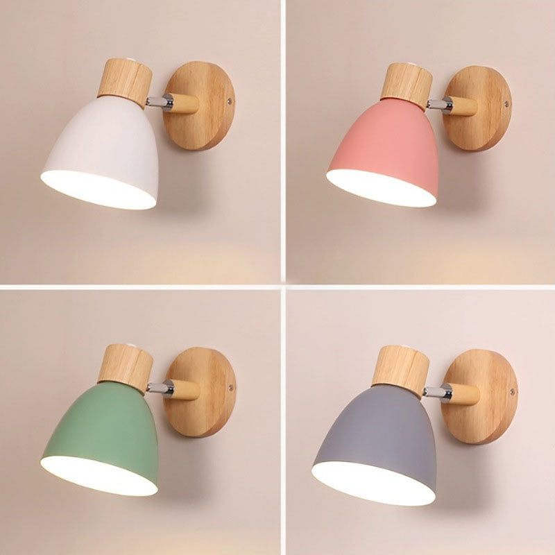 Modern Minimalist Solid Color Macaron Iron Wood 1-Light