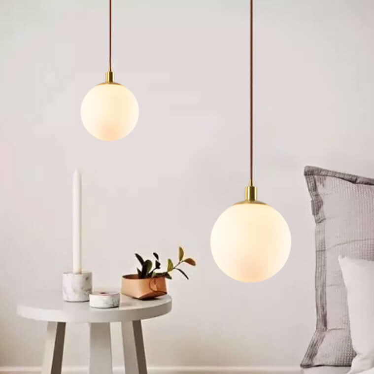 Contemporary Nordic Minimalist White Orb 1-Light Pendant