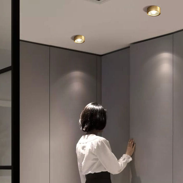 Modern Luxury Round Copper Ultra-thin LED Flush Mount Light