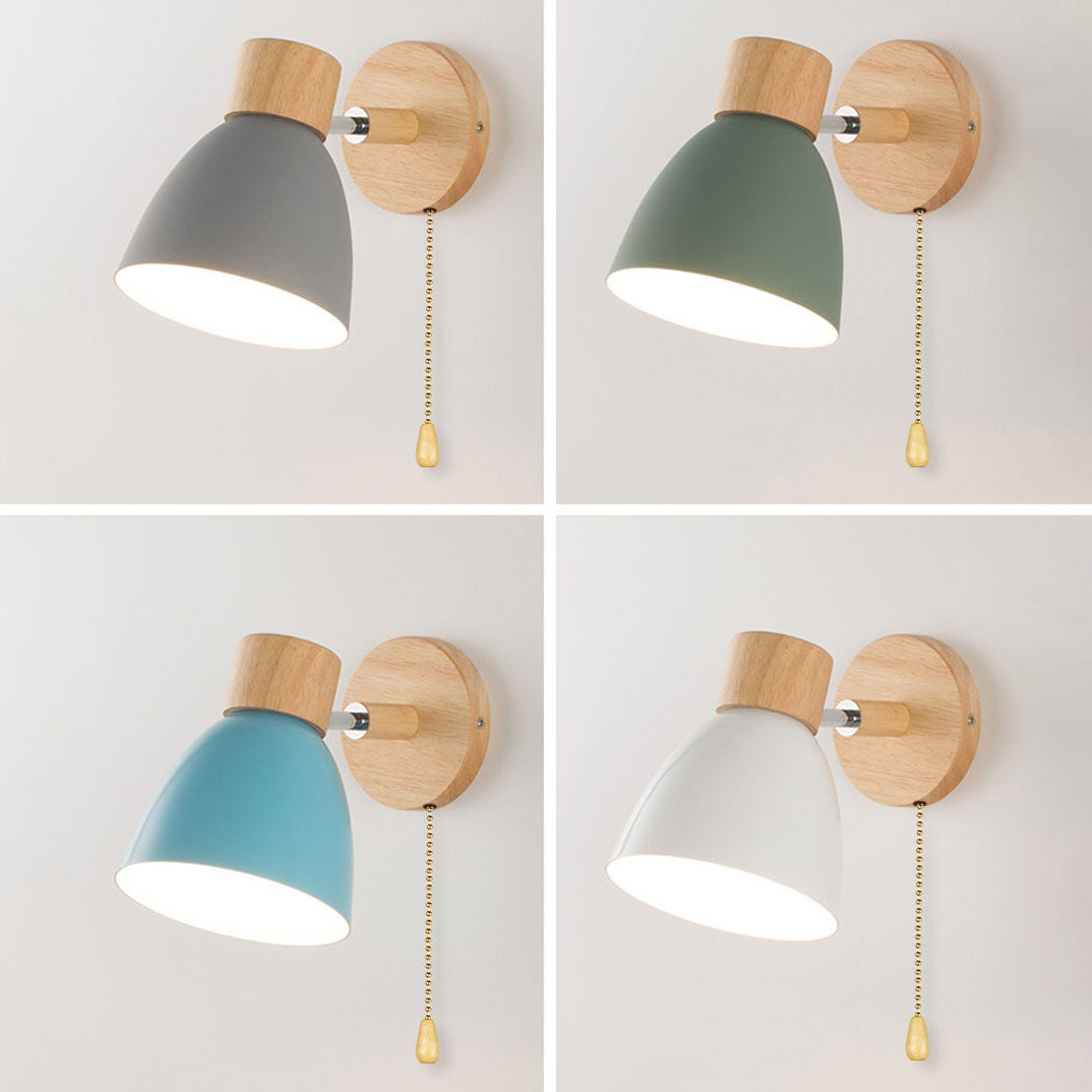 Modern Minimalist Solid Color Macaron Iron Wood 1-Light