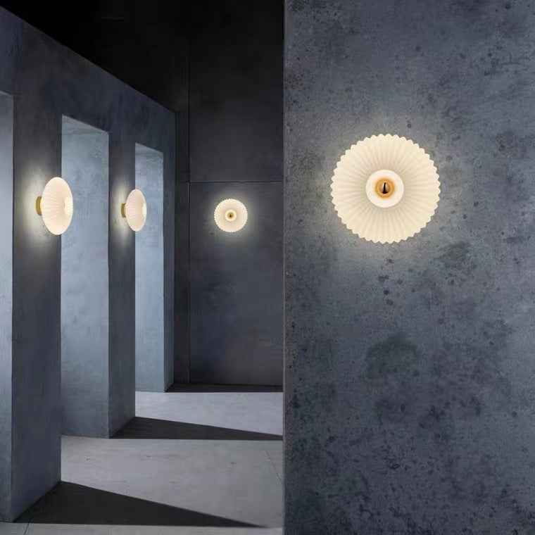 Contemporary Nordic Iron Striped Glass Round Disc 1-Light
