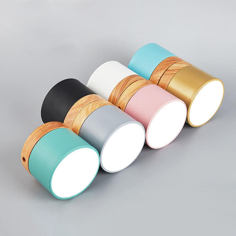 Scandinavian Macaroon Solid Color Log LED Flush Mount