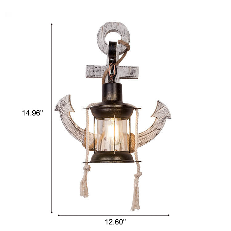 Industrial Vintage Boat Anchor Solid Wooden 1-Light Wall