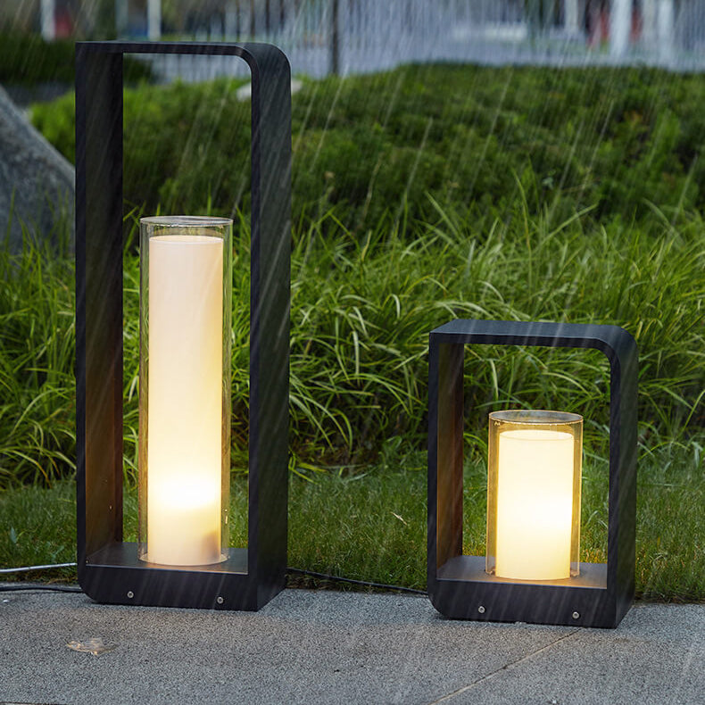 Modern Minimalist Square Frame Stainless Steel Acrylic LED