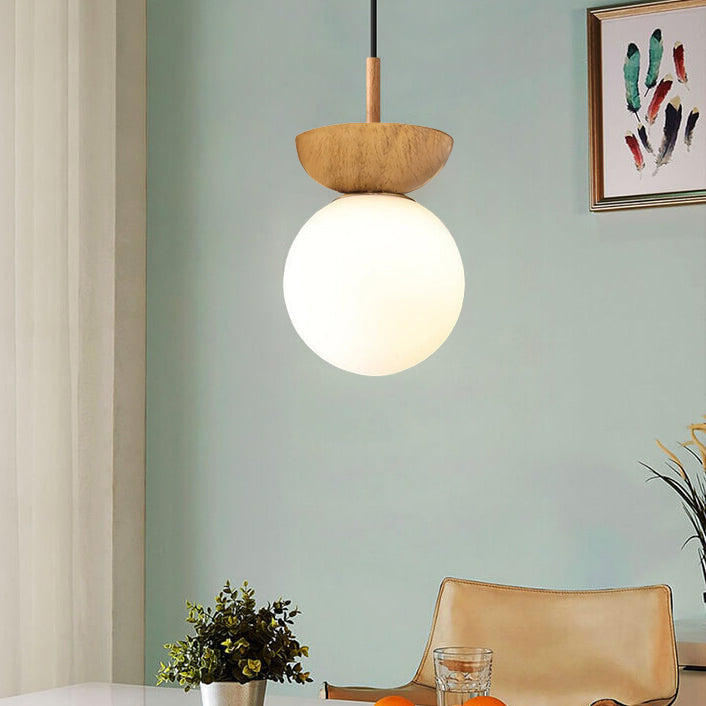 Modern Minimalist Glass Iron Orb 1-Light Semi-Flush Mount