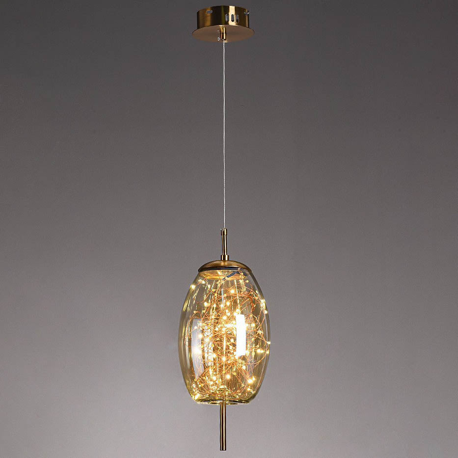 Contemporary Scandinavian Cylinder Oval Glass 1-Light