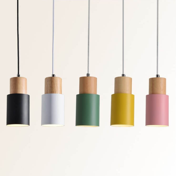 Nordic Macaron Cylinder Aluminum 1-Light Single LED Pendant