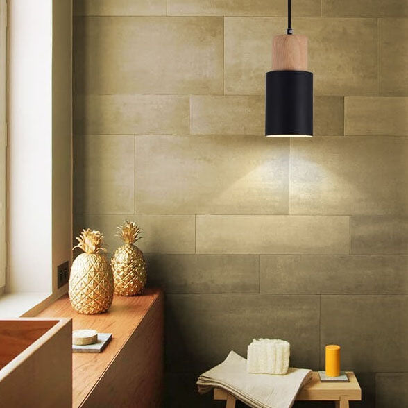 Nordic Macaron Cylinder Aluminum 1-Light Single LED Pendant