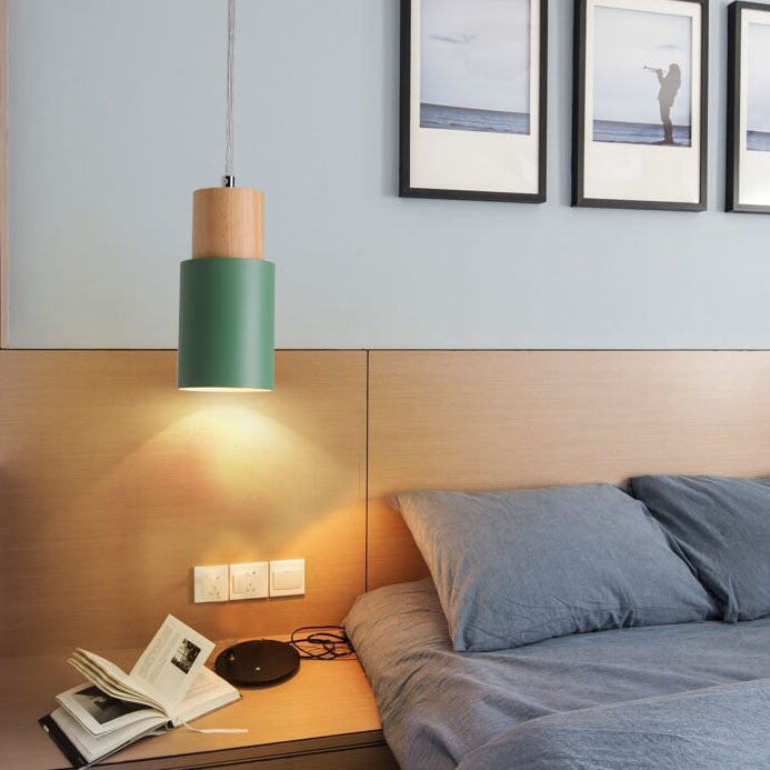 Nordic Macaron Cylinder Aluminum 1-Light Single LED Pendant