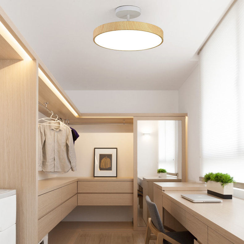 Japanese Wabi-sabi Minimalist Wood Grain Round LED