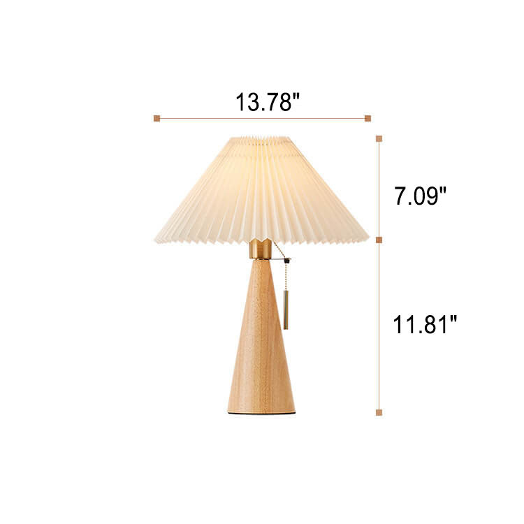 Japanese Minimalist Vintage Pleated Wooden Fabric LED Table