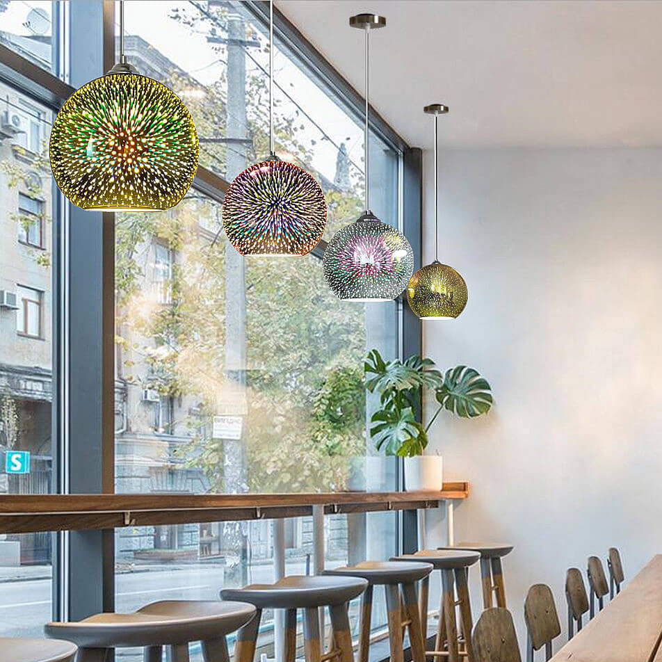 Modern Creative 3D Colorful Fireworks Glass 1-Light Dome