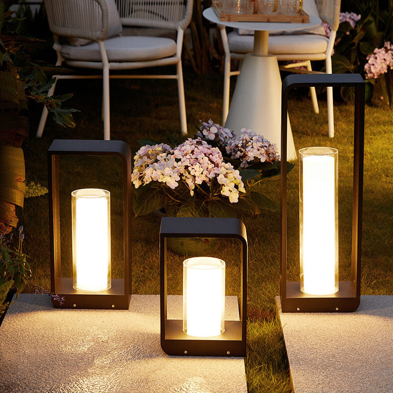 Modern Minimalist Square Frame Stainless Steel Acrylic LED
