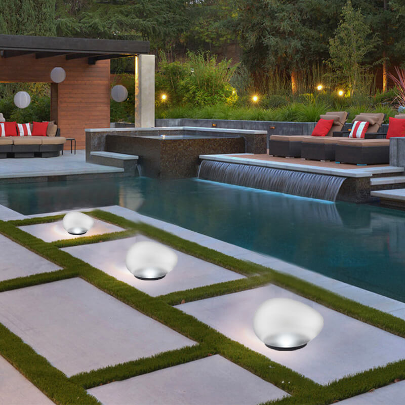 Solar Pebble ABS Sandblasted Glass LED Outdoor Landscape