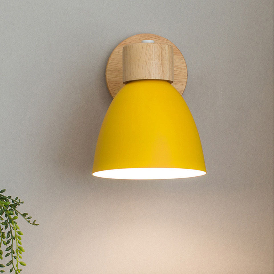 Modern Minimalist Solid Color Macaron Iron Wood 1-Light