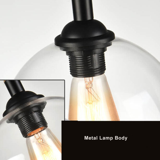 Traditional Vintage Glass Metal Rope Hanging Round 1-Light