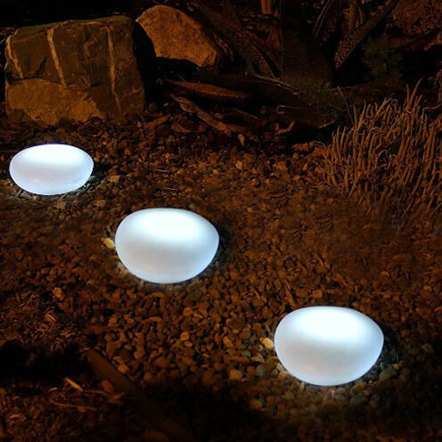 Solar Pebble ABS Sandblasted Glass LED Outdoor Landscape
