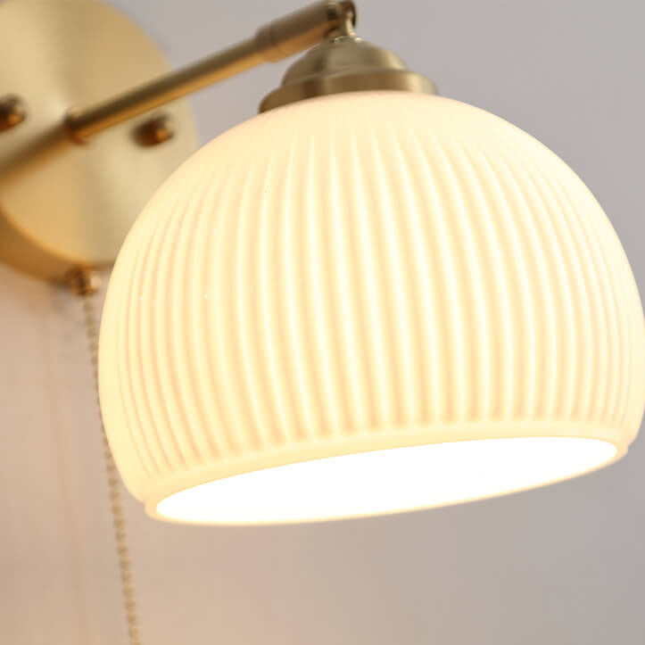 Contemporary Nordic Striped White Glass Brass 1-Light Pull