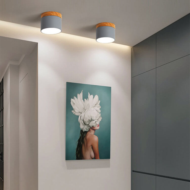 Scandinavian Macaroon Solid Color Log LED Flush Mount