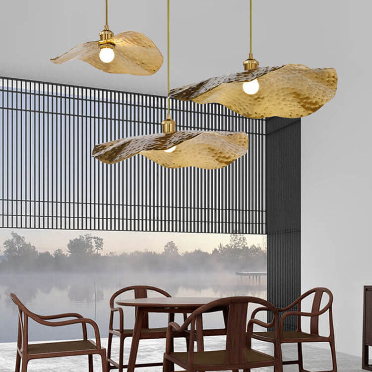 Modern Golden Bronze Color Lotus Leaf Shape 1-Light Pendant