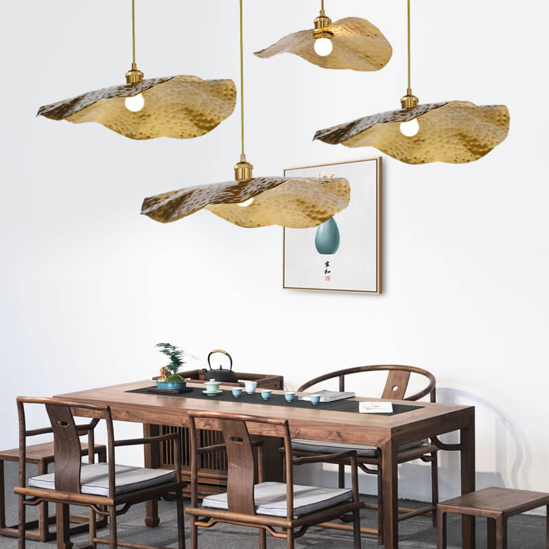 Modern Golden Bronze Color Lotus Leaf Shape 1-Light Pendant