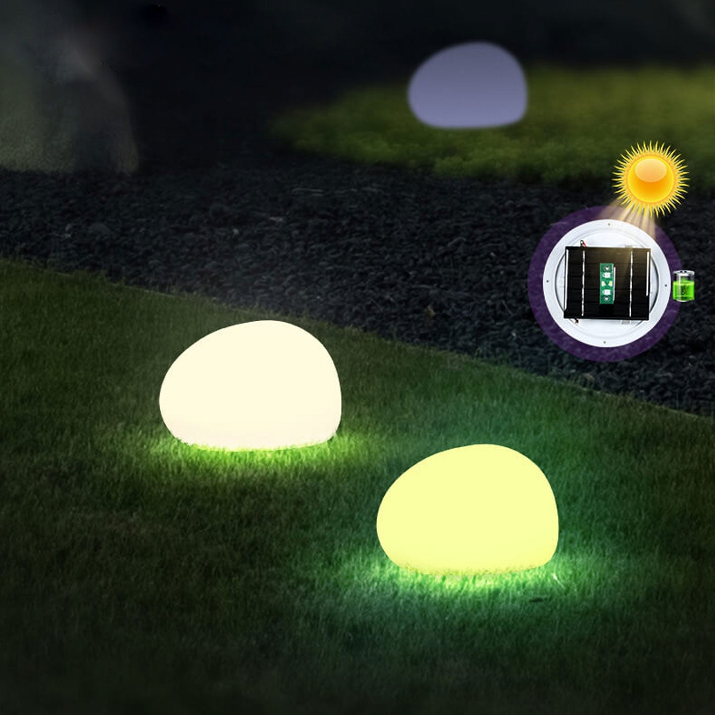 Solar Waterproof PE Spherical LED Outdoor Decorative Lawn