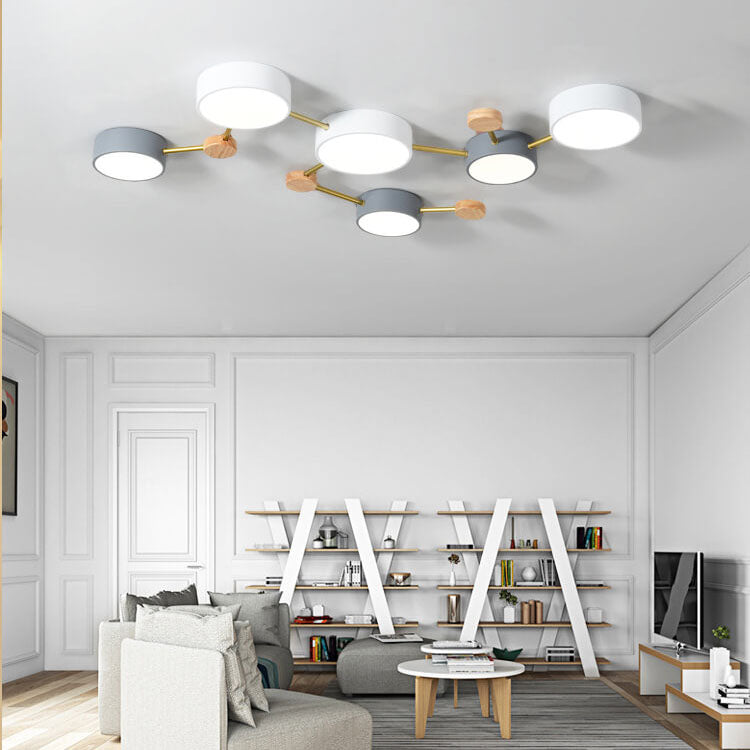 Scandinavian Minimalist Solid Wood Iron LED Flush Mount