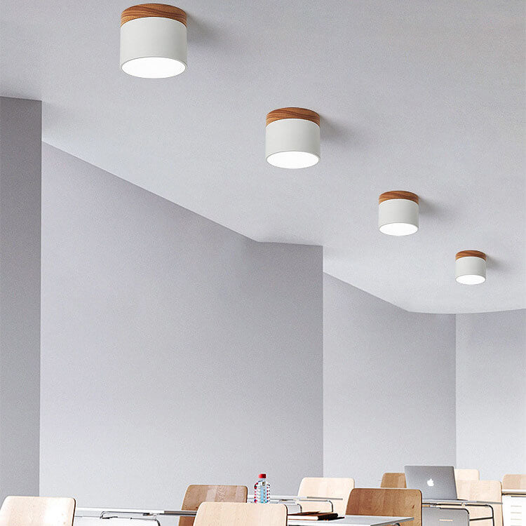 Scandinavian Macaroon Solid Color Log LED Flush Mount