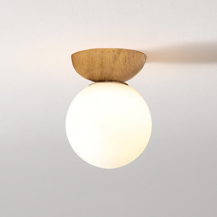 Modern Minimalist Glass Iron Orb 1-Light Semi-Flush Mount