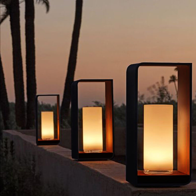 Modern Minimalist Square Frame Stainless Steel Acrylic LED