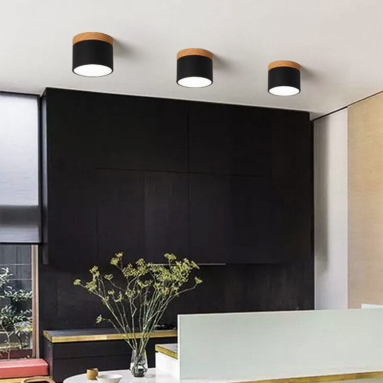 Scandinavian Macaroon Solid Color Log LED Flush Mount
