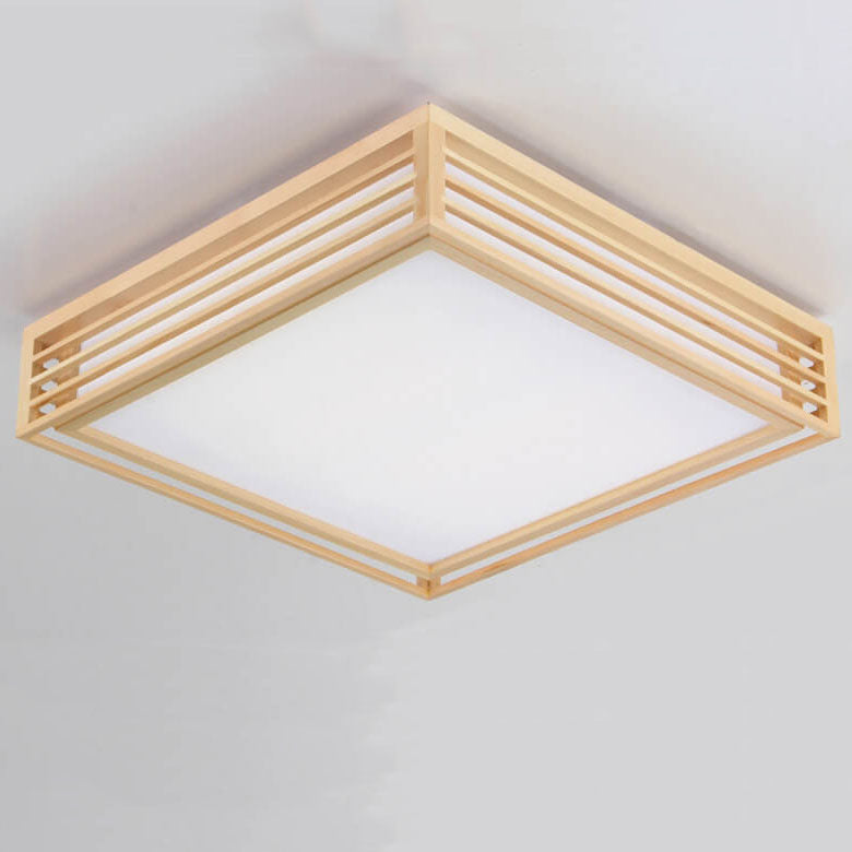 Nordic Solid Wood Square LED Japanese Tatami Flush Mount