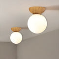 Modern Minimalist Glass Iron Orb 1-Light Semi-Flush Mount
