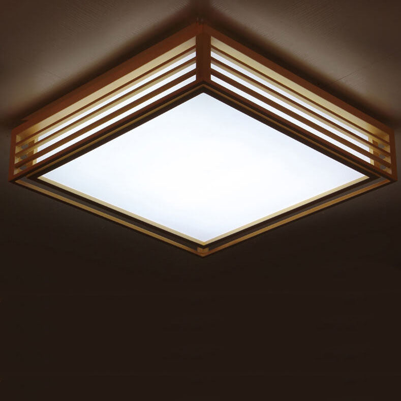 Nordic Solid Wood Square LED Japanese Tatami Flush Mount