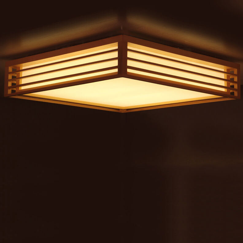 Nordic Solid Wood Square LED Japanese Tatami Flush Mount