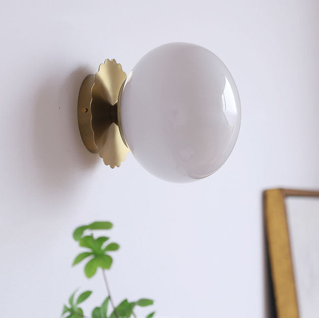 Modern Vintage Minimalist Iron Glass Round Head 1-Light