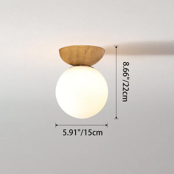 Modern Minimalist Glass Iron Orb 1-Light Semi-Flush Mount