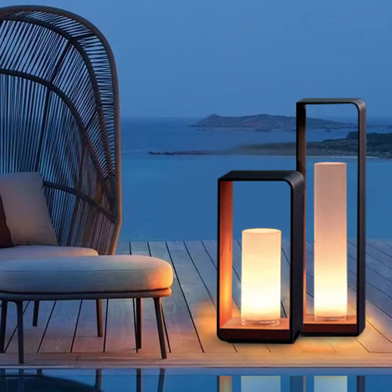 Modern Minimalist Square Frame Stainless Steel Acrylic LED