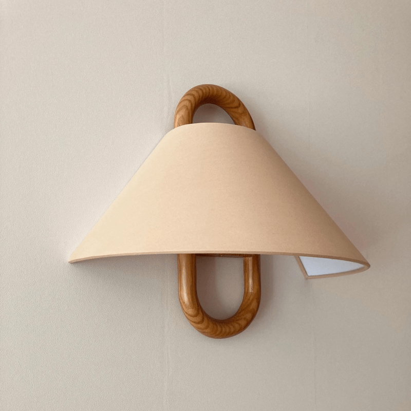 Modern Original Solid Wood Pleated Semi-Circle 1-Light Wall
